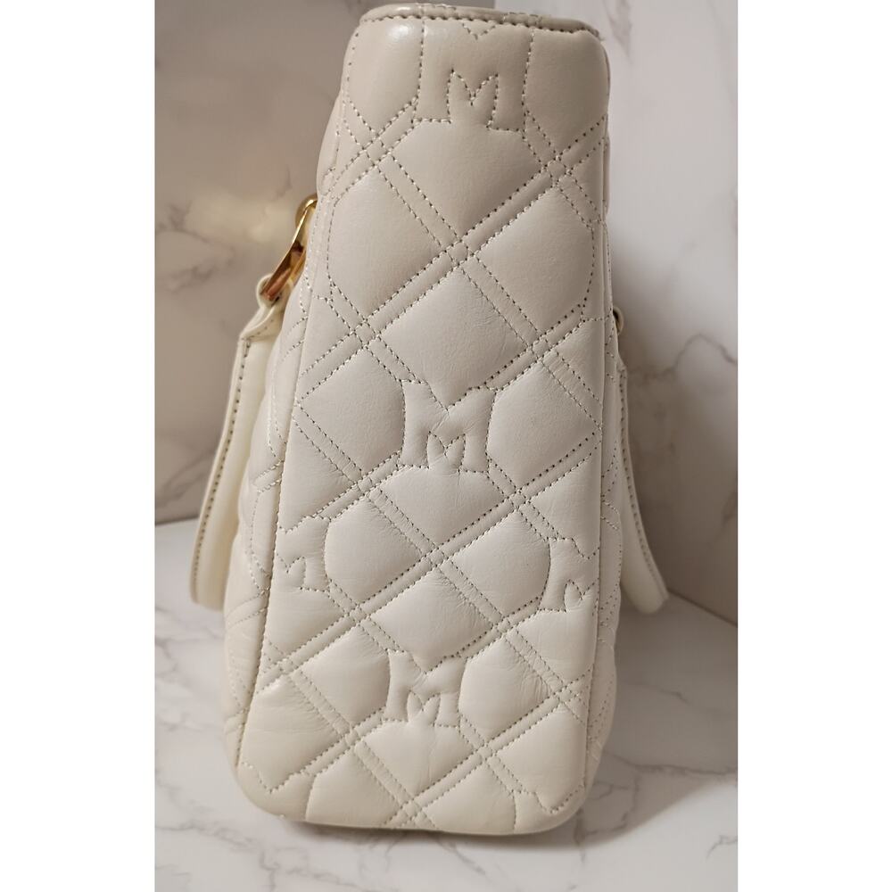 METROCITY Ivory Quilted Leather Tote Bag with Tassel - EUC - Picture 4 of 8